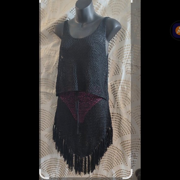 2 piece set Black crochet set skirt & top swim cover set  *NWT* PLZ READ - Picture 11 of 12